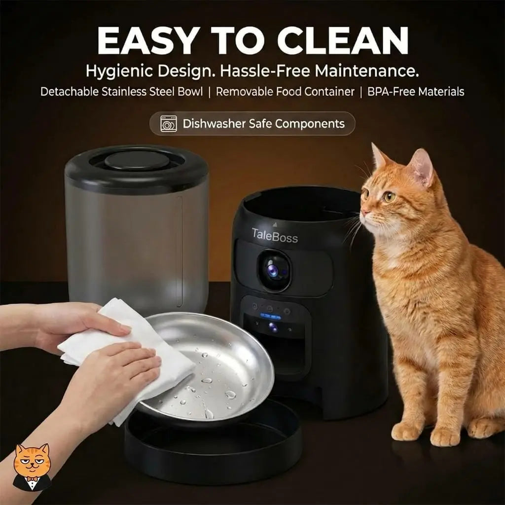 Smart WiFi Automatic Pet Feeder with Dual HD Cameras – 5L Food Dispenser with 130° Wide-Angle View, Night Vision, App Control, Two-Way Audio & Interactive Toy