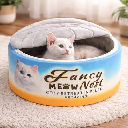 Cozy Covered Cat Bed with Detachable Soft Cover – 19.7" Indoor Cat Cave & Hideaway for Cats and Kittens up to 20 lbs