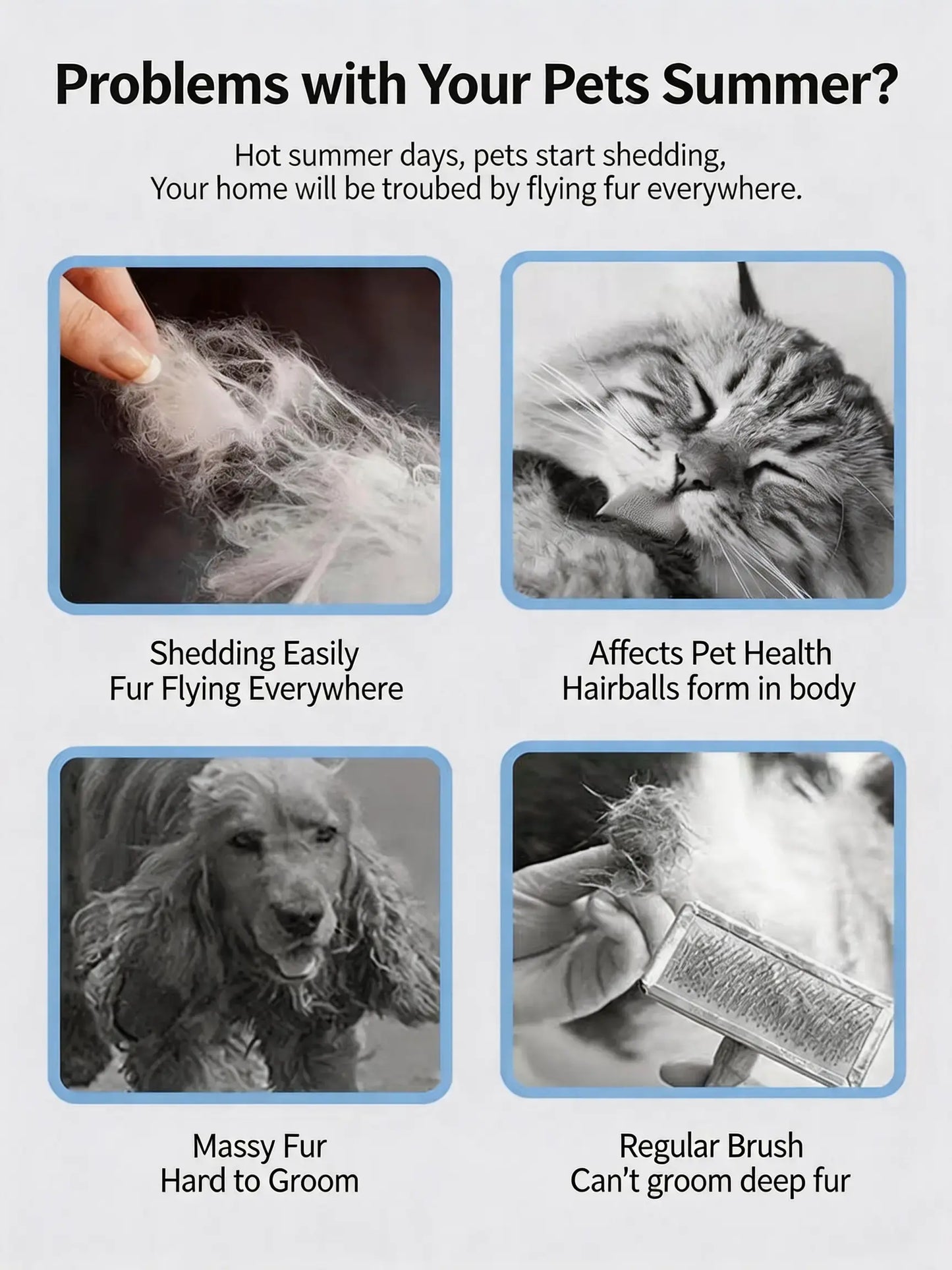 Premium Pet Deshedding & Grooming Brush – Dense-Tooth Undercoat Rake for Long-Haired Dogs & Cats, Designed for Loose Fur Removal, Dematting & Coat Care