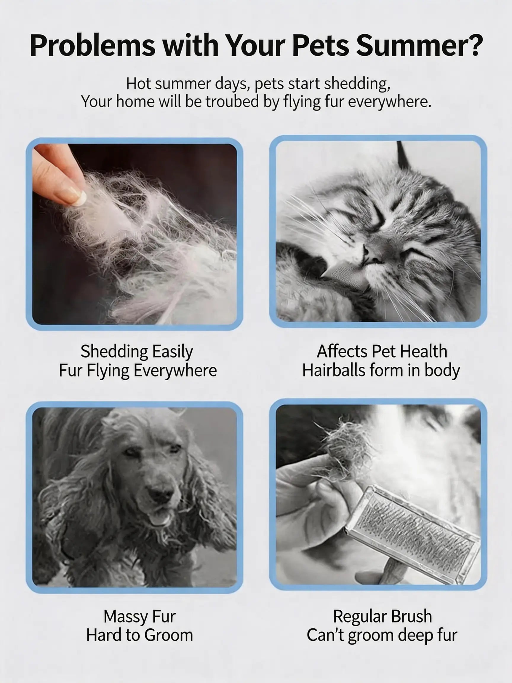 Premium Pet Deshedding & Grooming Brush – Dense-Tooth Undercoat Rake for Long-Haired Dogs & Cats, Designed for Loose Fur Removal, Dematting & Coat Care