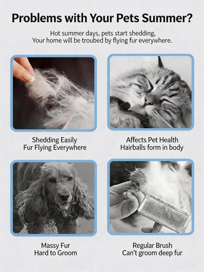 Premium Pet Deshedding & Grooming Brush – Dense-Tooth Undercoat Rake for Long-Haired Dogs & Cats, Designed for Loose Fur Removal, Dematting & Coat Care