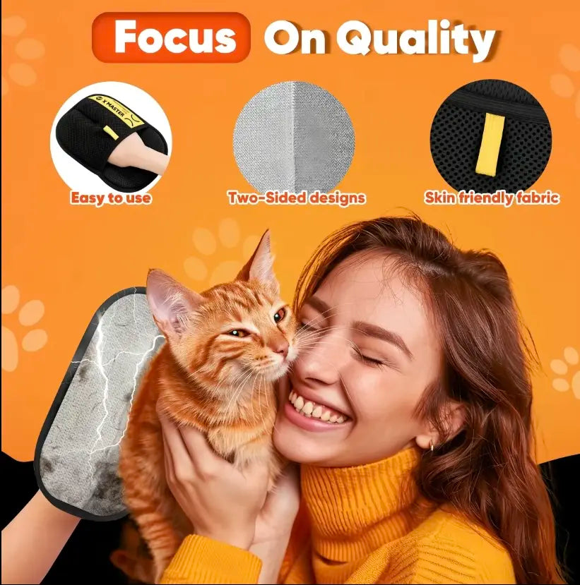 Reusable 2-in-1 Pet Hair Remover – Electrostatic Fur Removal Glove & Lint Brush for Cats & Dogs, Washable Cleaning Tool for Furniture, Couches & Car Interiors