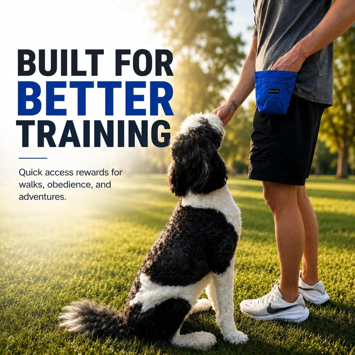 Premium Dog Treat Training Pouch – Magnetic Closure, Adjustable Waist Belt & Clip-On Design, Hands-Free Treat Bag with Front Zippered Pocket for Walking & Outdoor Adventures
