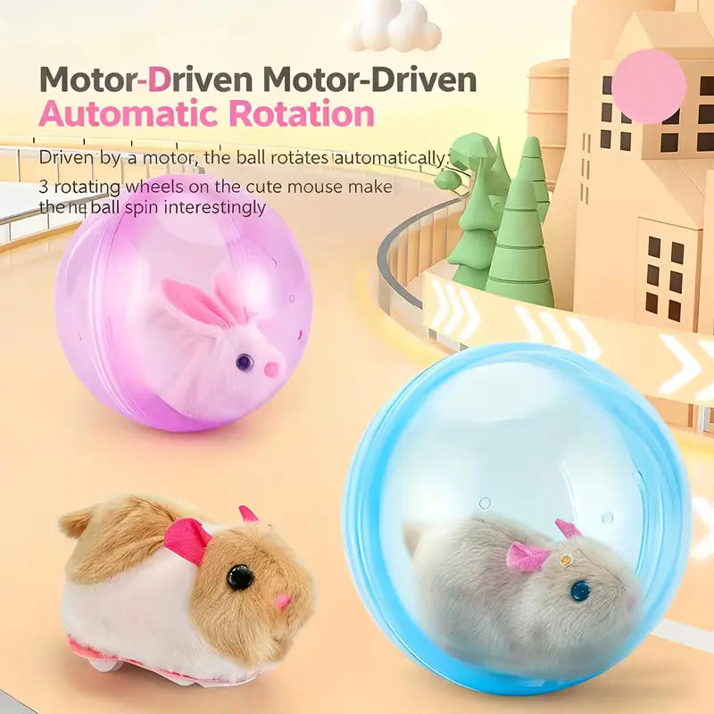 Interactive Smart Cat Toy with Automatic Rolling Ball – USB Rechargeable Motion Toy with Mouse Design for Indoor Cats, Designed for Active Play & Entertainment