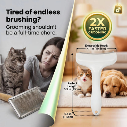Premium Pet Deshedding & Grooming Brush – Dense-Tooth Undercoat Rake for Long-Haired Dogs & Cats, Designed for Loose Fur Removal, Dematting & Coat Care