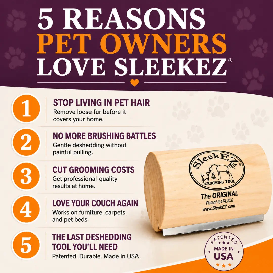 Sleekez Professional Dog Brush for Shedding and Grooming, Deshedding Tool for All Coat Lengths, 5-Inch Comb, 4 oz Weight
