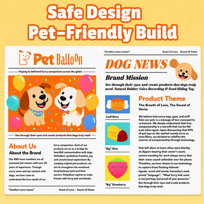 Durable Newspaper Crinkle Dog Toy Balloon - Interactive Tough Chewer for Boredom Relief, Teeth Cleaning - Safe, Non-Toxic, Washable, Quick-Dry Pet Accessory,Back to School