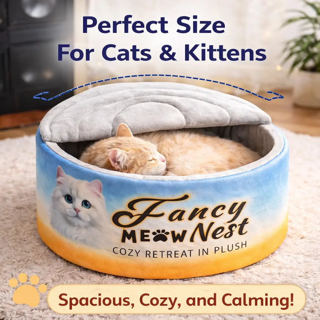 Cozy Covered Cat Bed with Detachable Soft Cover – 19.7" Indoor Cat Cave & Hideaway for Cats and Kittens up to 20 lbs