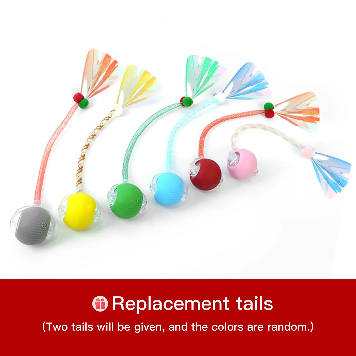 Interactive Rolling Ball Teaser Toy for Cats & Dogs – Includes 2 Interchangeable Tails, Engaging Chase & Play Toy for Kittens and Adult Pets