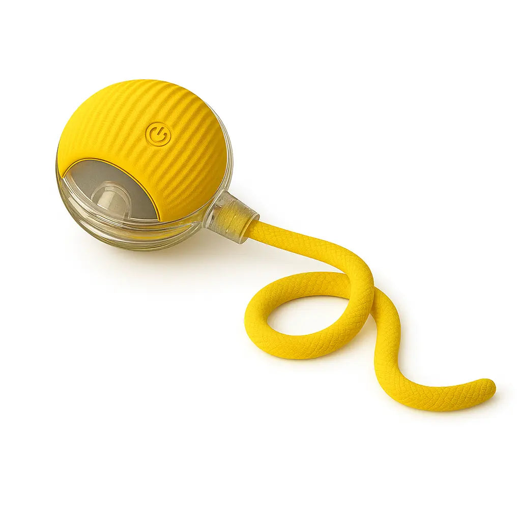 Interactive Rolling Ball Teaser Toy for Cats & Dogs – Includes 2 Interchangeable Tails, Engaging Chase & Play Toy for Kittens and Adult Pets