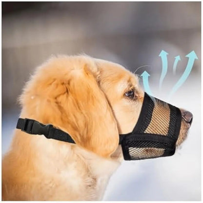 Breathable Adjustable Dog Muzzle – Lightweight Air-Mesh Design for Comfortable Walking, Helps Reduce Scavenging, Licking & Chewing for Dogs of Various Sizes