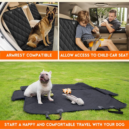 Premium Waterproof Dog Car Seat Cover – Durable Rear Seat Protector with Middle Armrest Access, Non-Slip Design for Cars, SUVs & Trucks, 53" – Black