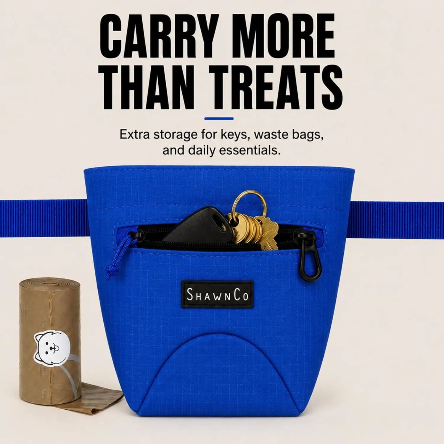 Premium Dog Treat Training Pouch – Magnetic Closure, Adjustable Waist Belt & Clip-On Design, Hands-Free Treat Bag with Front Zippered Pocket for Walking & Outdoor Adventures