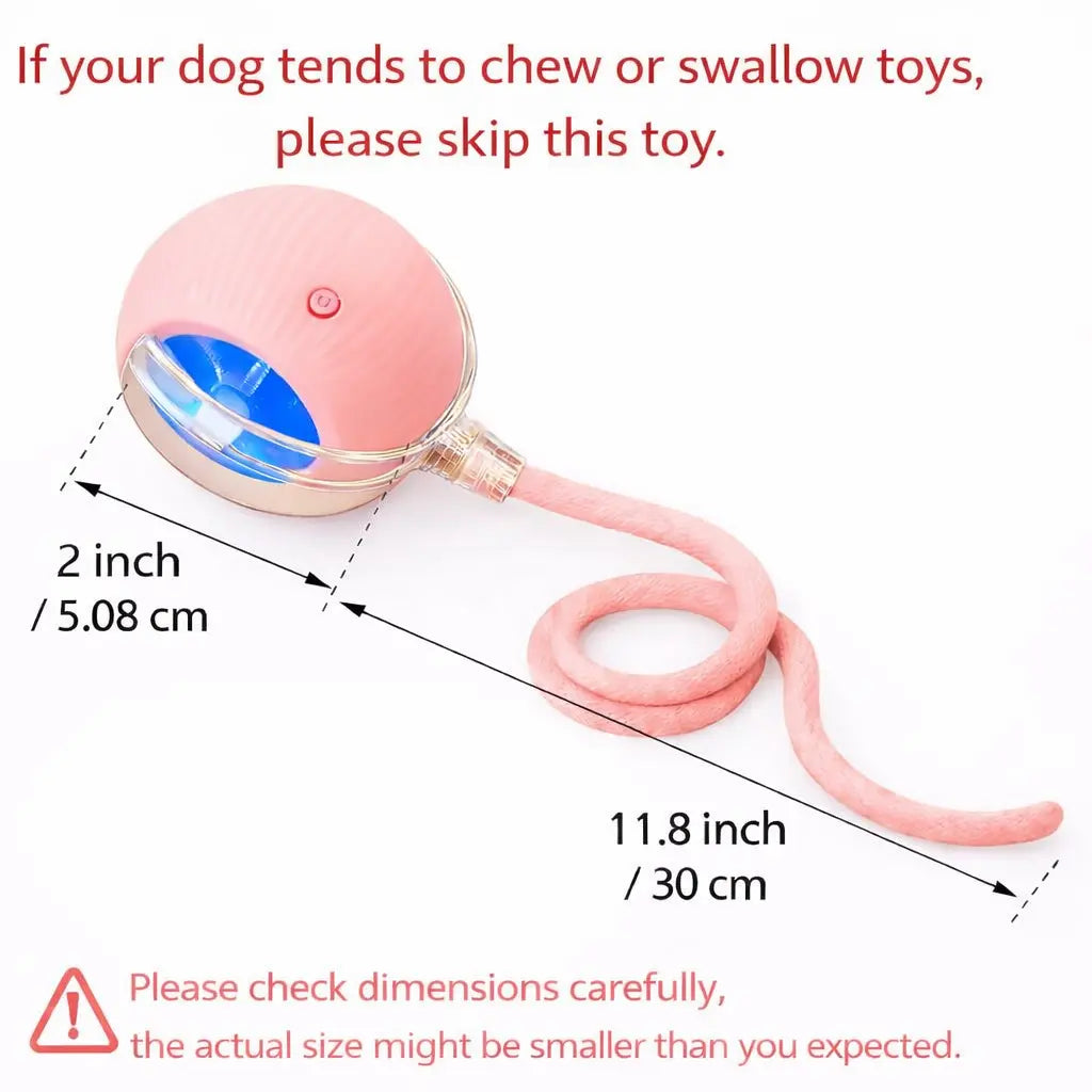 Interactive Rolling Ball Teaser Toy for Cats & Dogs – Includes 2 Interchangeable Tails, Engaging Chase & Play Toy for Kittens and Adult Pets