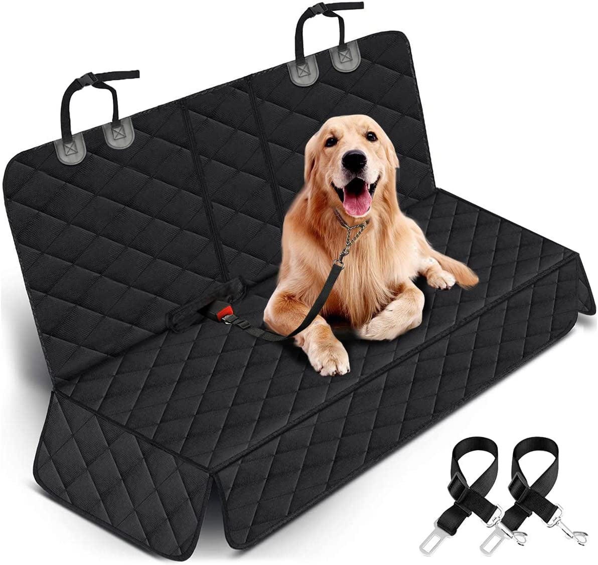 Premium Waterproof Dog Car Seat Cover – Durable Rear Seat Protector with Middle Armrest Access, Non-Slip Design for Cars, SUVs & Trucks, 53" – Black