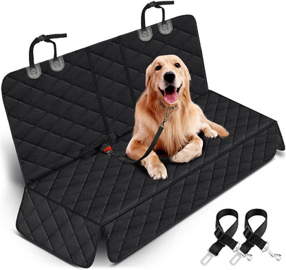 Premium Waterproof Dog Car Seat Cover – Durable Rear Seat Protector with Middle Armrest Access, Non-Slip Design for Cars, SUVs & Trucks, 53" – Black
