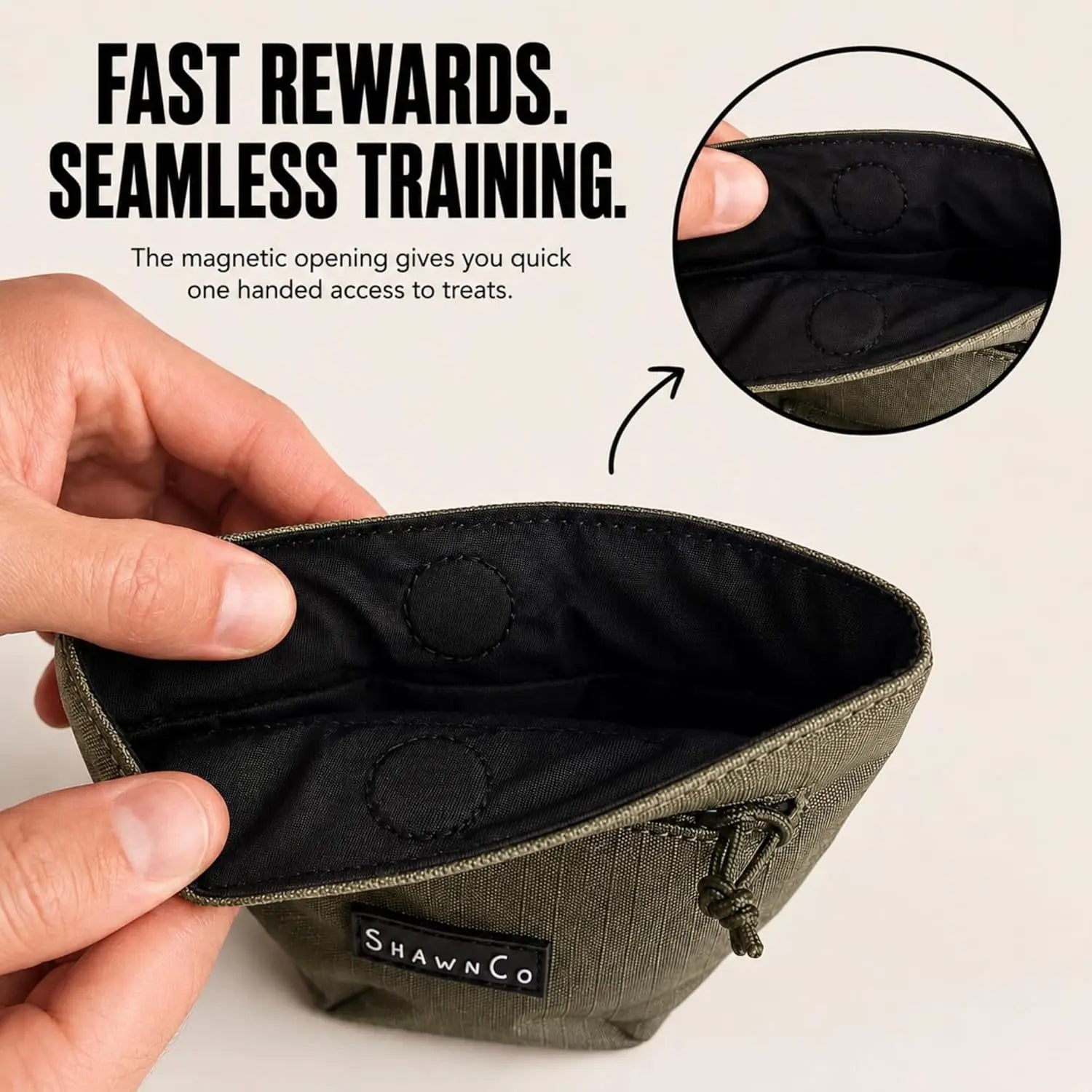 Premium Dog Treat Training Pouch – Magnetic Closure, Adjustable Waist Belt & Clip-On Design, Hands-Free Treat Bag with Front Zippered Pocket for Walking & Outdoor Adventures