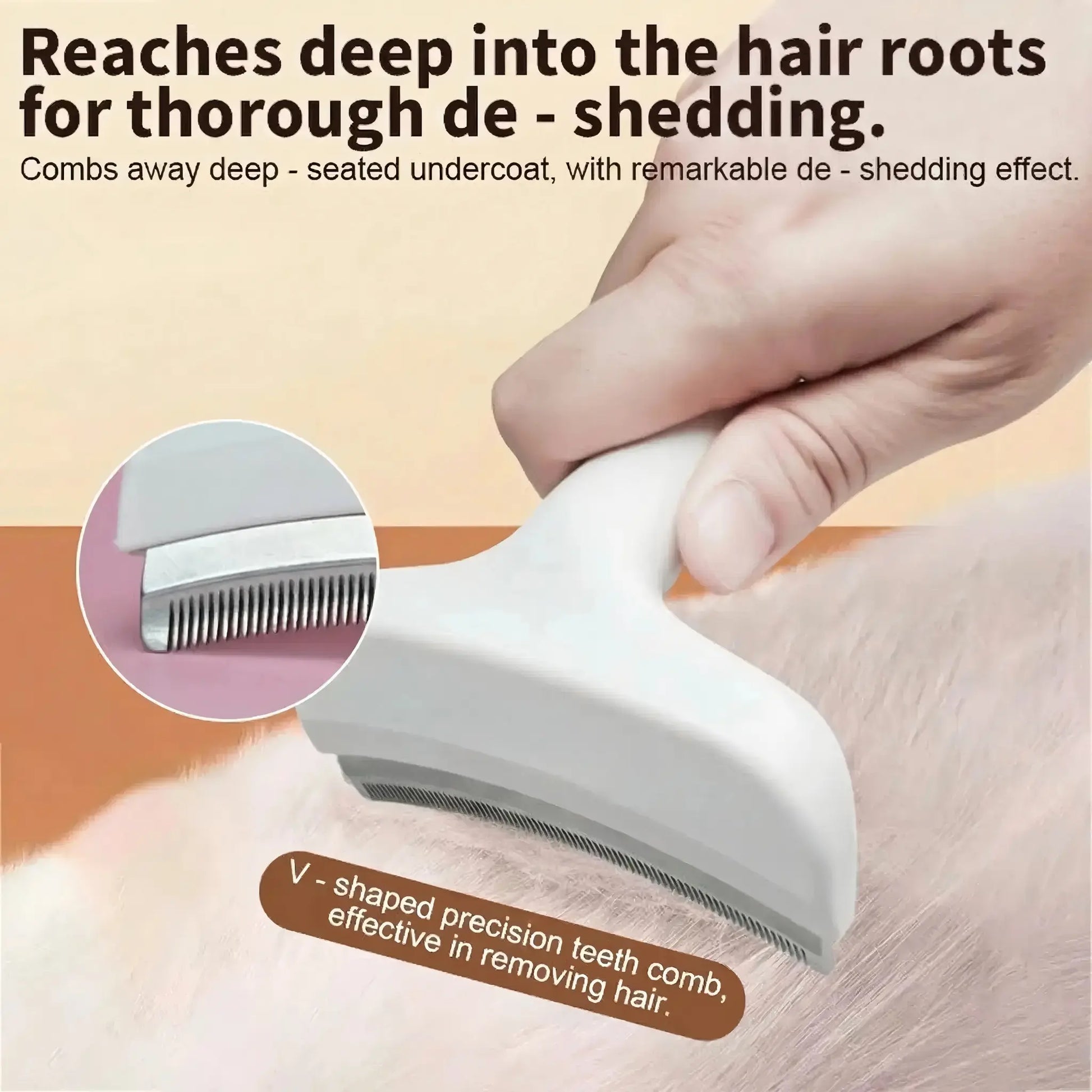 Premium Pet Deshedding & Grooming Brush – Dense-Tooth Undercoat Rake for Long-Haired Dogs & Cats, Designed for Loose Fur Removal, Dematting & Coat Care