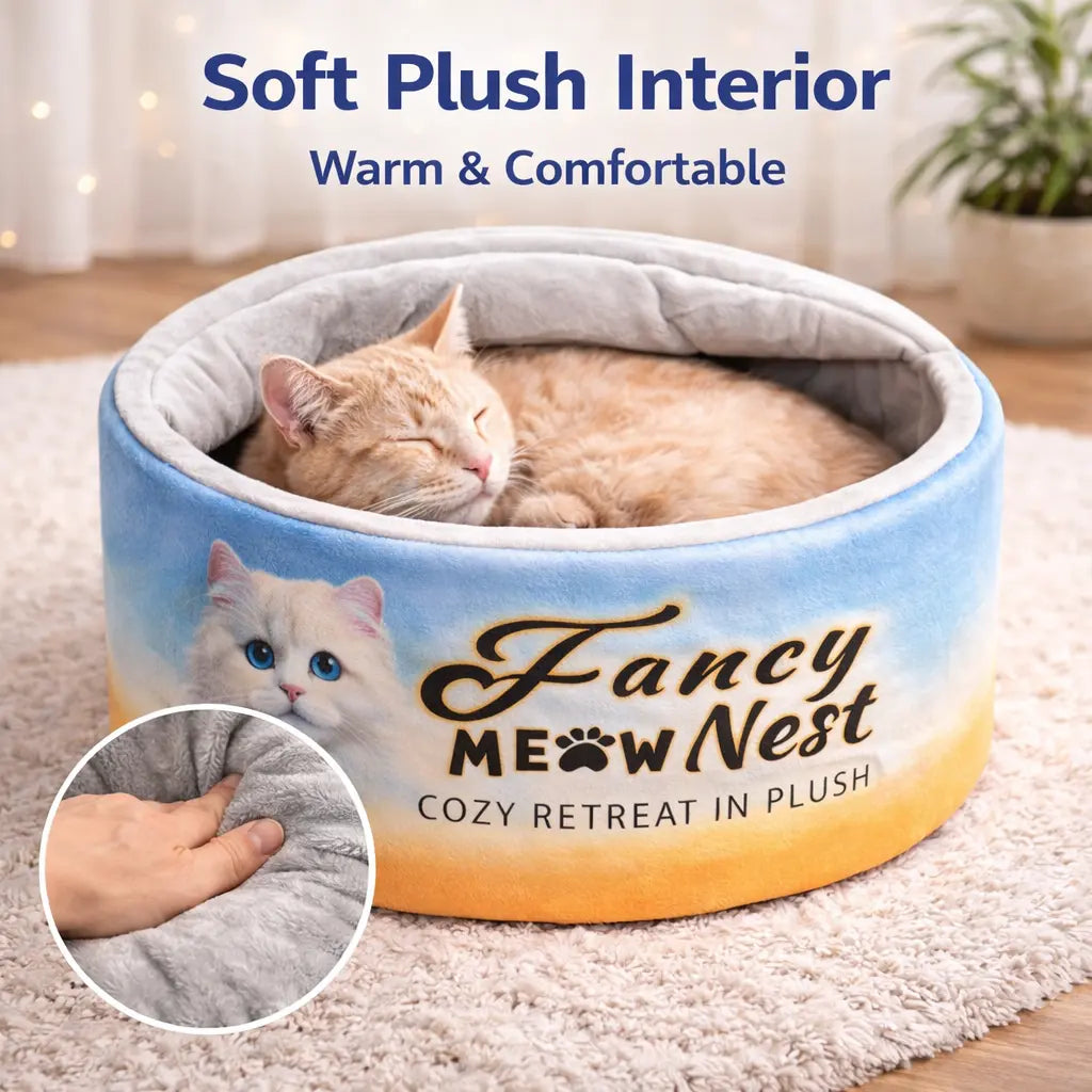 Cozy Covered Cat Bed with Detachable Soft Cover – 19.7" Indoor Cat Cave & Hideaway for Cats and Kittens up to 20 lbs