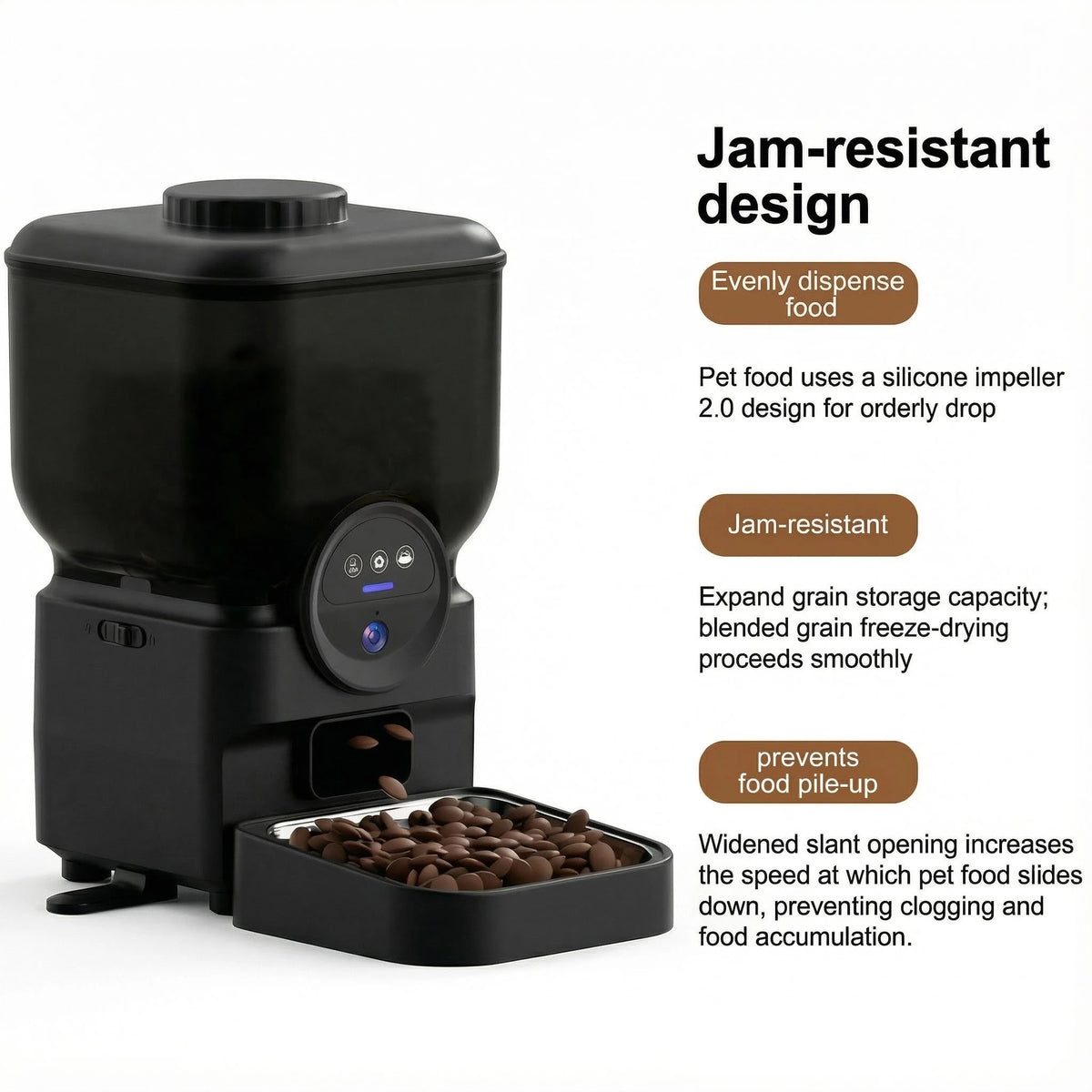 Smart WiFi Automatic Pet Feeder with Dual HD Cameras – 5L Food Dispenser with 130° Wide-Angle View, Night Vision, App Control, Two-Way Audio & Interactive Toy