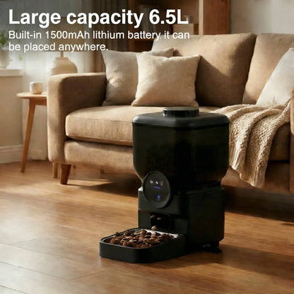 Smart WiFi Automatic Pet Feeder with Dual HD Cameras – 5L Food Dispenser with 130° Wide-Angle View, Night Vision, App Control, Two-Way Audio & Interactive Toy