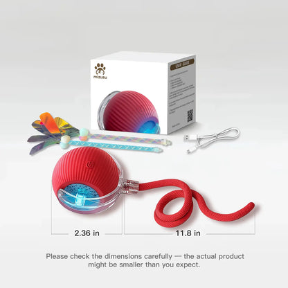 Interactive Rolling Ball Teaser Toy for Cats & Dogs – Includes 2 Interchangeable Tails, Engaging Chase & Play Toy for Kittens and Adult Pets