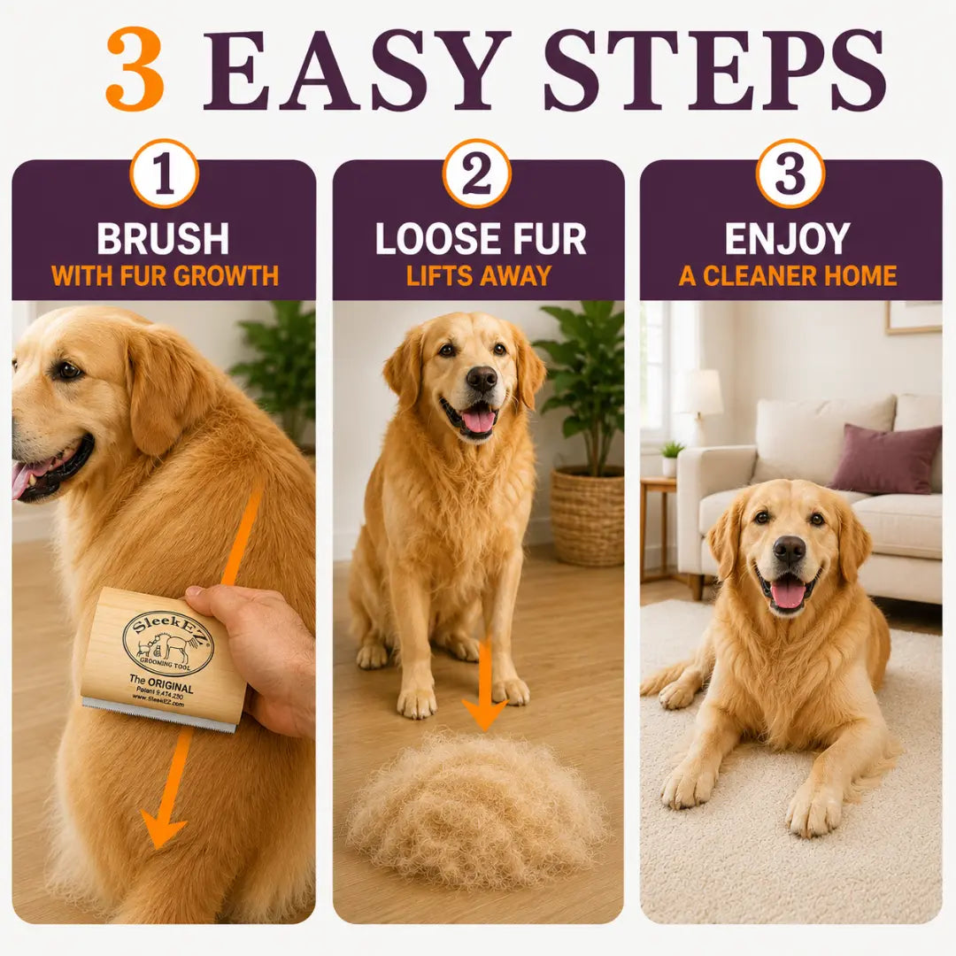 Sleekez Professional Dog Brush for Shedding and Grooming, Deshedding Tool for All Coat Lengths, 5-Inch Comb, 4 oz Weight
