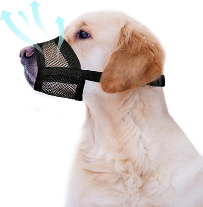 Breathable Adjustable Dog Muzzle – Lightweight Air-Mesh Design for Comfortable Walking, Helps Reduce Scavenging, Licking & Chewing for Dogs of Various Sizes