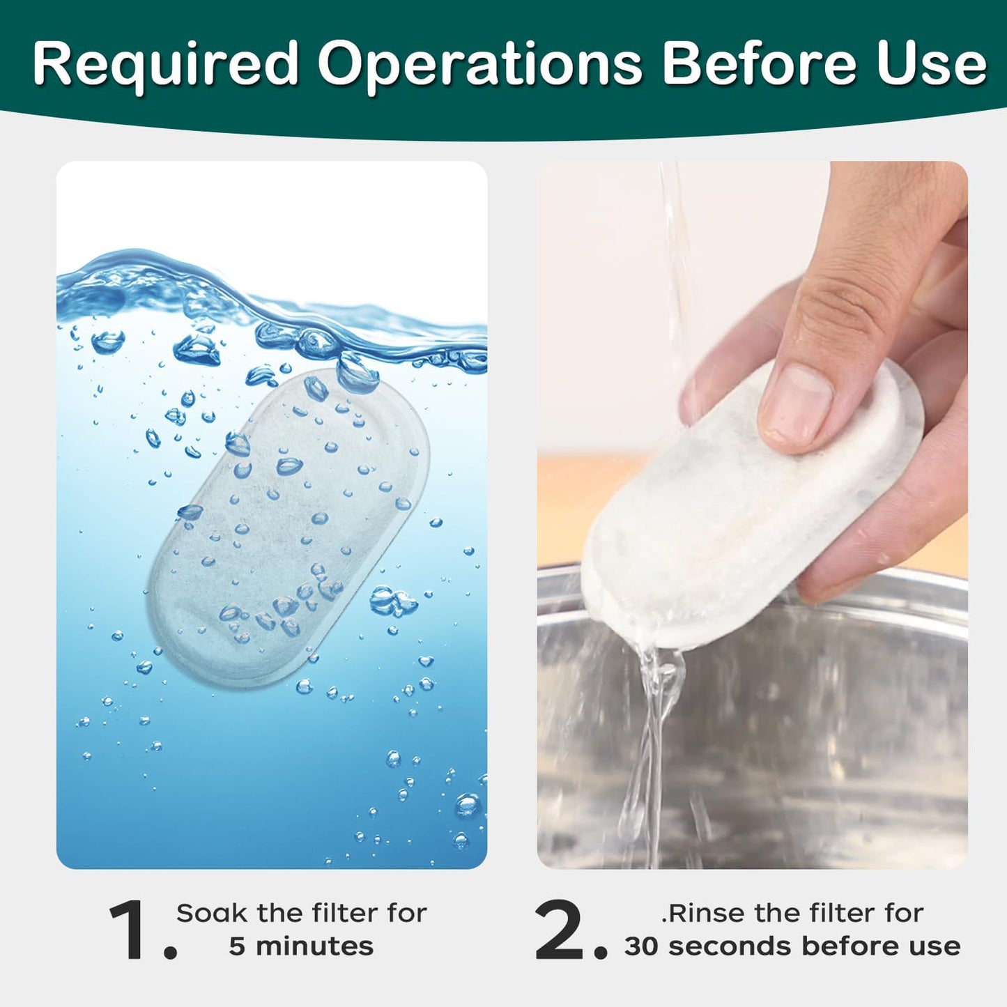 Cat Water Fountain Replacement Filters – 16-Piece Set with 8 Filters & 8 Sponges, Compatible with 67 oz / 2L, 101 oz / 3L & 108 oz / 3.2L Pet Fountains