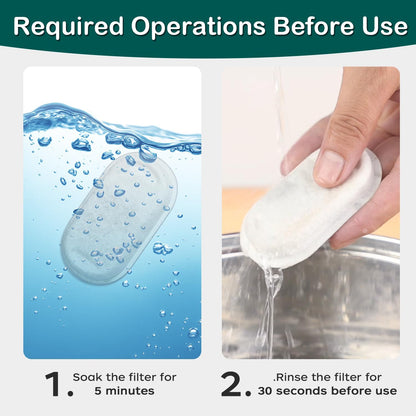 Cat Water Fountain Replacement Filters – 16-Piece Set with 8 Filters & 8 Sponges, Compatible with 67 oz / 2L, 101 oz / 3L & 108 oz / 3.2L Pet Fountains