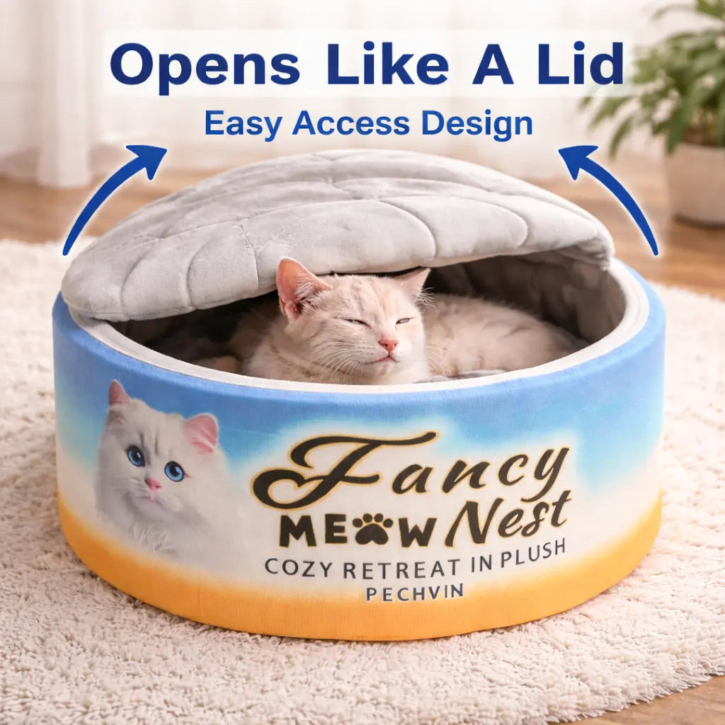 Cozy Covered Cat Bed with Detachable Soft Cover – 19.7" Indoor Cat Cave & Hideaway for Cats and Kittens up to 20 lbs
