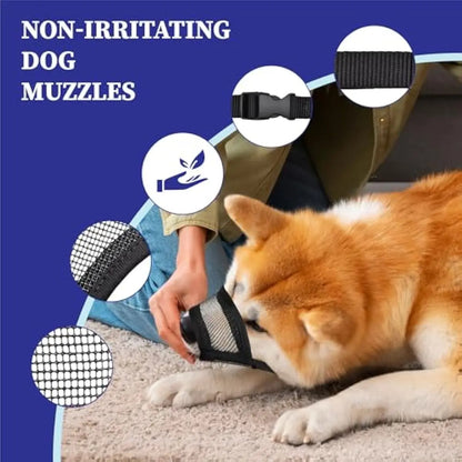 Breathable Adjustable Dog Muzzle – Lightweight Air-Mesh Design for Comfortable Walking, Helps Reduce Scavenging, Licking & Chewing for Dogs of Various Sizes