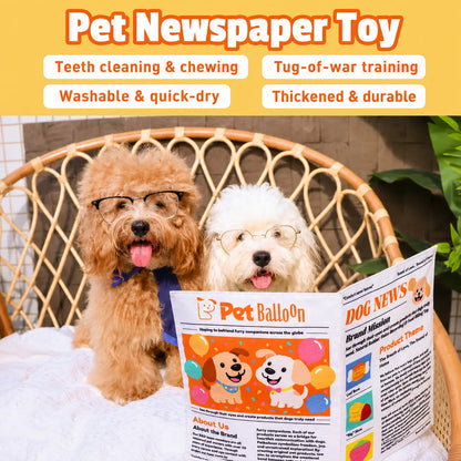Durable Newspaper Crinkle Dog Toy Balloon - Interactive Tough Chewer for Boredom Relief, Teeth Cleaning - Safe, Non-Toxic, Washable, Quick-Dry Pet Accessory,Back to School
