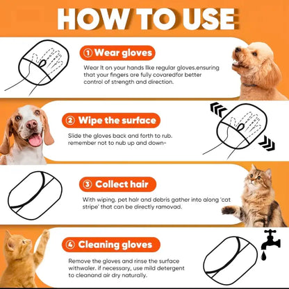 Reusable 2-in-1 Pet Hair Remover – Electrostatic Fur Removal Glove & Lint Brush for Cats & Dogs, Washable Cleaning Tool for Furniture, Couches & Car Interiors