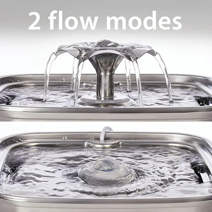 Premium Stainless Steel Pet Water Fountain, 108 oz / 3.2 L Automatic Water Dispenser with Replacement Filters & Silicone Mat for Cats & Dogs