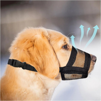 Breathable Adjustable Dog Muzzle – Lightweight Air-Mesh Design for Comfortable Walking, Helps Reduce Scavenging, Licking & Chewing for Dogs of Various Sizes